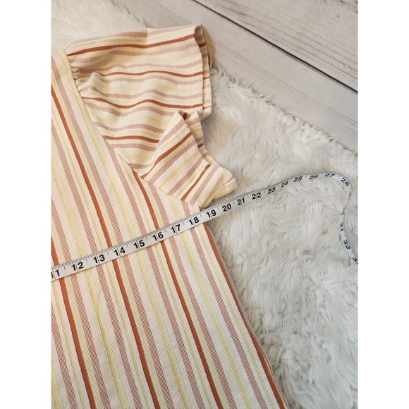 Madewell Women's Multicolor Striped Crew Neck‎ Flutter Sleeve Crop Blouse Medium - Picture 5 of 6